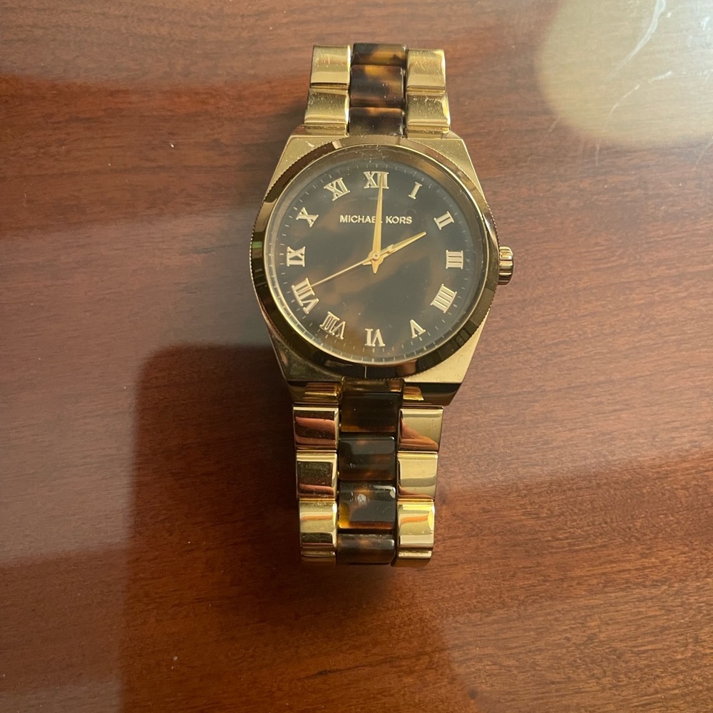 Gold and tortoiseshell Michael Kors watch
